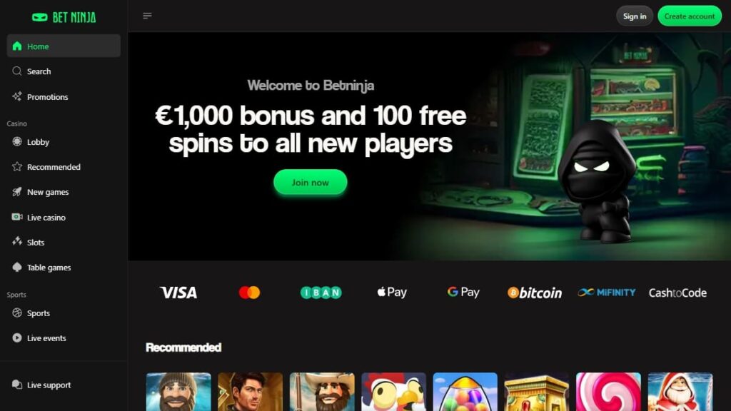 homepage van betninja casino nederland