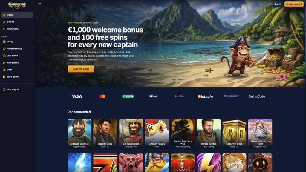 homepage van goksite van winner island